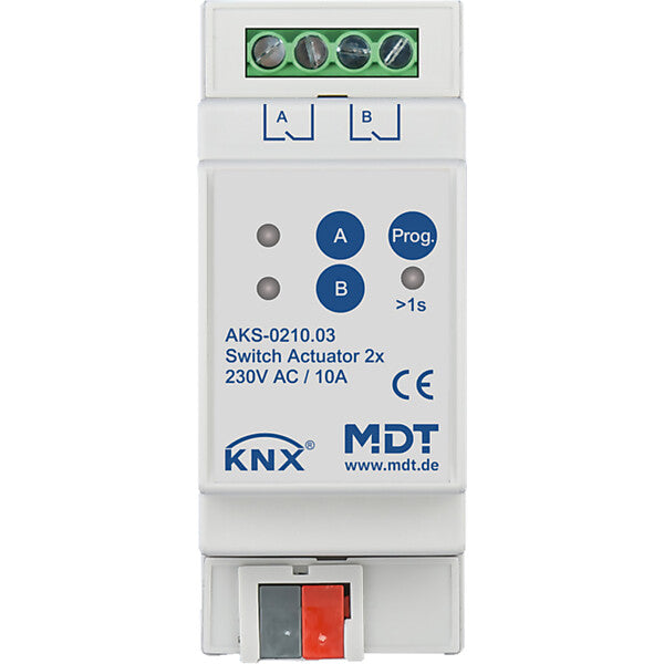 MDT technologies Schaltaktor 2-fach 2TE REG, 10A, 230VAC AKS-0210.03